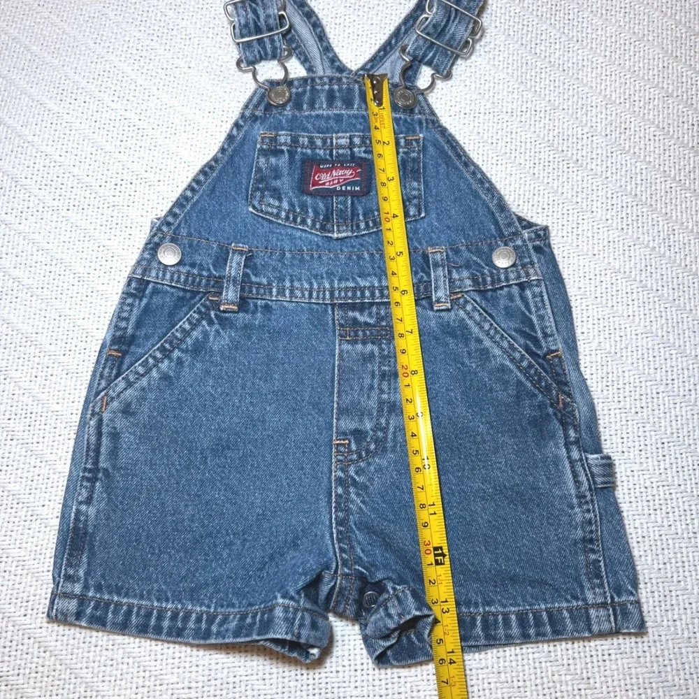 Vintage 90s Old Navy Baby Denim Shortalls Medium Wash Cotton Overalls 3-6 Months